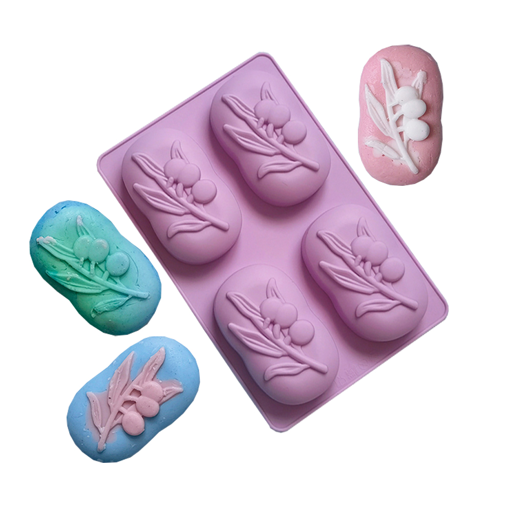 Soap Making Lab - 4-wgniazdowe owalne drzewo oliwkowe Silikonowa forma